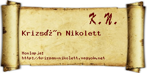 Krizsán Nikolett névjegykártya
